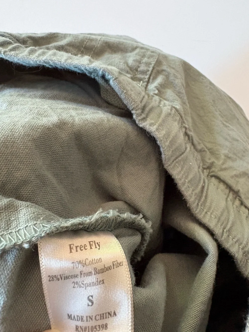 Free Fly || Stretch Canvas Shorts in Shale Green Gray Drawstring Small